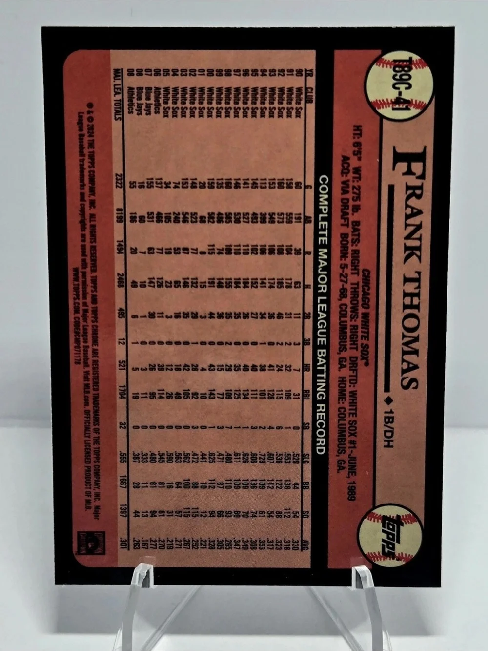 2024 Topps Chrome Silver Refractor Frank Thomas Card